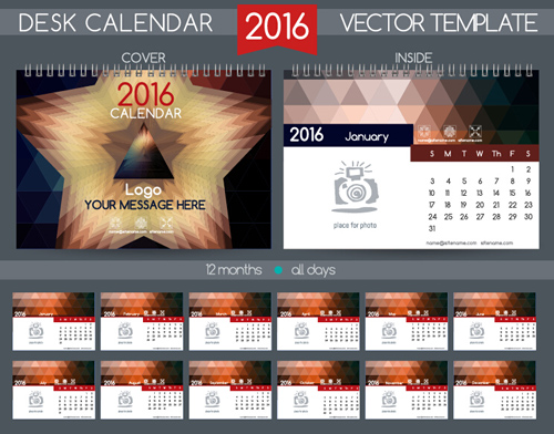 2016 New year desk calendar vector material 72 2016 New year desk calendar vector material 72