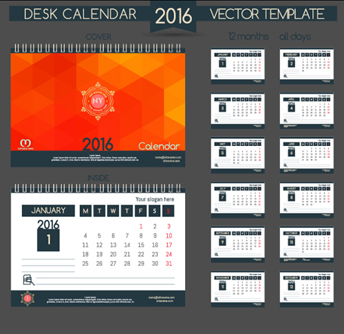 2016 New year desk calendar vector material 73 2016 New year desk calendar vector material 73