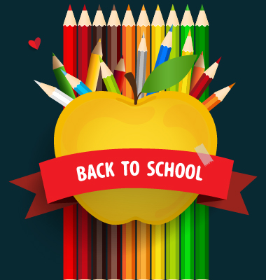 Apple with school elements background vector 03 Apple with school elements background vector 03