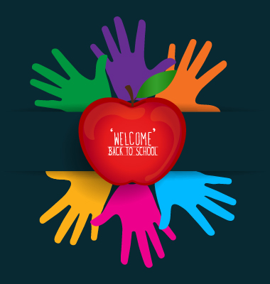 Apple with school elements background vector 04 Apple with school elements background vector 04