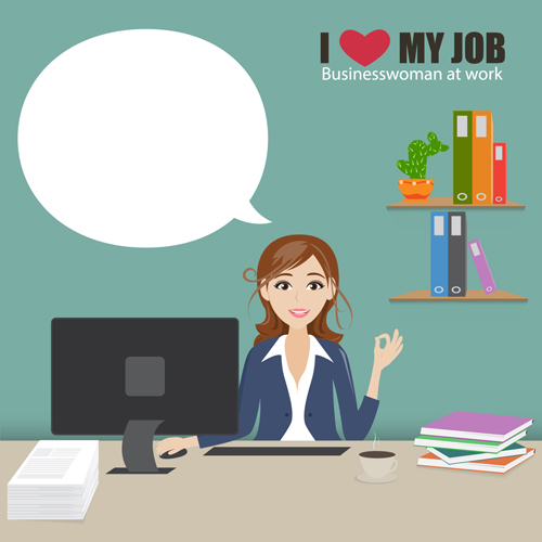 Business people working vector templates set 03