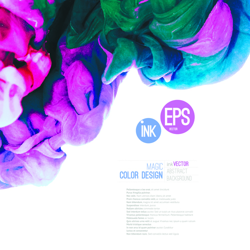 Colored Ink water cloud background vector 03 Colored Ink water cloud background vector 03