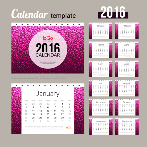Creative Calendar 2016 template vector 02 Creative Calendar 2016 template vector 02