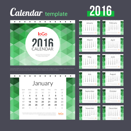 Creative Calendar 2016 template vector 04 Creative Calendar 2016 template vector 04