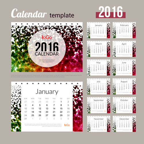 Creative Calendar 2016 template vector 06 Creative Calendar 2016 template vector 06