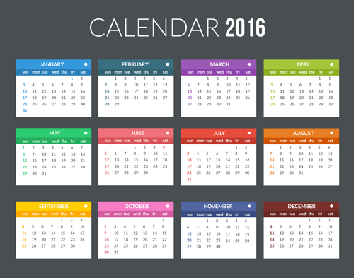 Creative Calendar 2016 template vector 07 Creative Calendar 2016 template vector 07