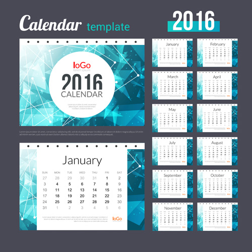 Creative Calendar 2016 template vector 08 Creative Calendar 2016 template vector 08