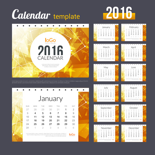 Creative Calendar 2016 template vector 09 Creative Calendar 2016 template vector 09