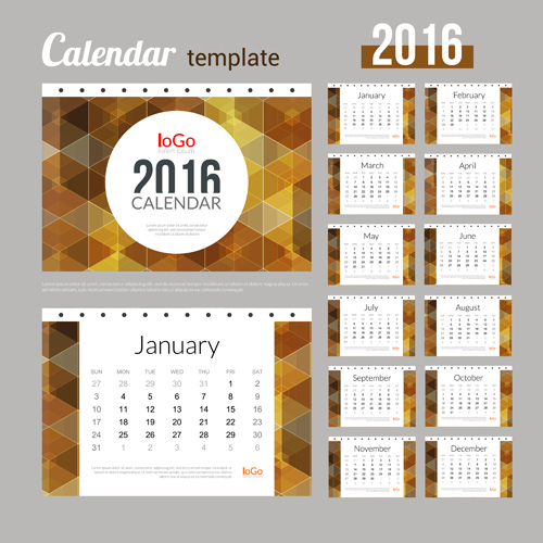 template creative calendar 2016 