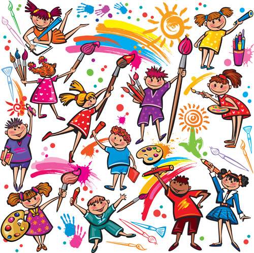 Cute Kids design vector 04 Cute Kids design vector 04