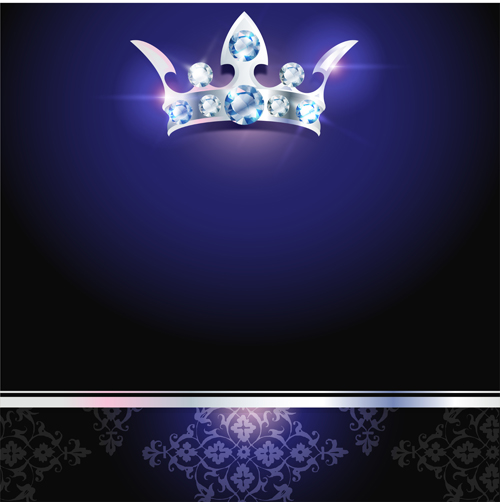 Diamond crown with dark blue VIP invitation card vector 13 Diamond crown with dark blue VIP invitation card vector 13