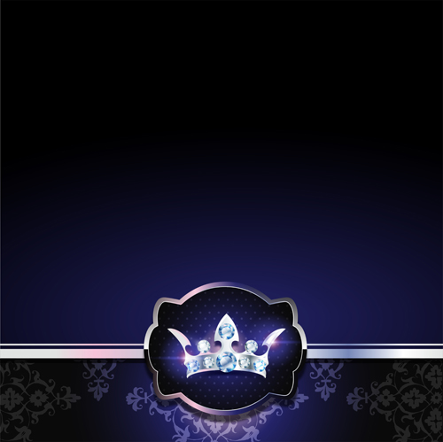 Diamond crown with dark blue VIP invitation card vector 14