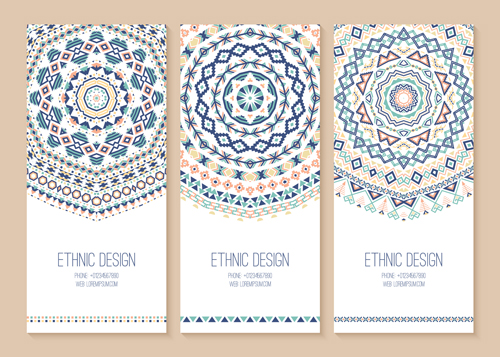 Ethnic pattern cards design vectors 01 Ethnic pattern cards design vectors 01