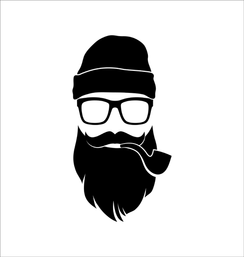 Long beard hipster head portrait vector set 08 Long beard hipster head portrait vector set 08