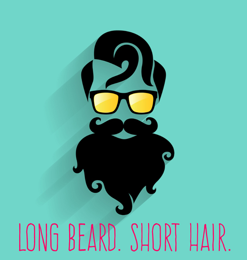 Long beard hipster head portrait vector set 10 Long beard hipster head portrait vector set 10
