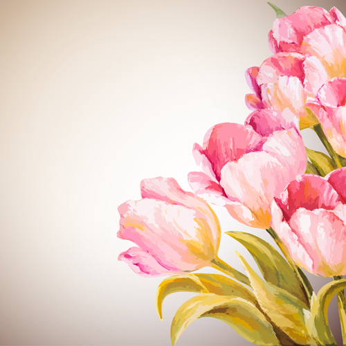 Pink flower hand drawn backgrounds vector 01 Pink flower hand drawn backgrounds vector 01