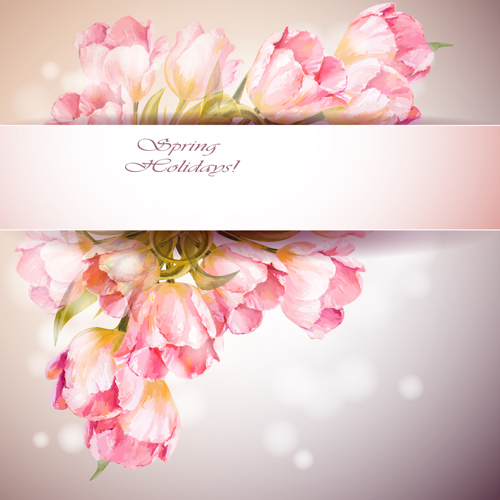 Pink flower hand drawn backgrounds vector 06 Pink flower hand drawn backgrounds vector 06