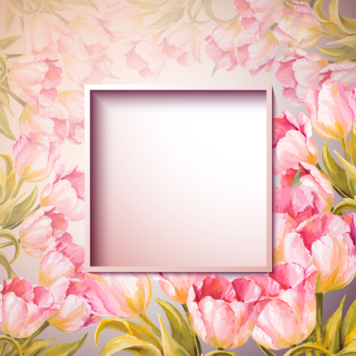 Pink flower hand drawn backgrounds vector 08 Pink flower hand drawn backgrounds vector 08