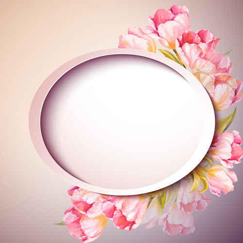 Pink flower hand drawn backgrounds vector 09 Pink flower hand drawn backgrounds vector 09