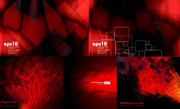 Red dynamic space background vector set Red dynamic space background vector set