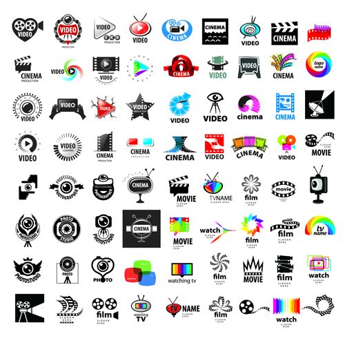 Video with movie logos creative design vector Video with movie logos creative design vector