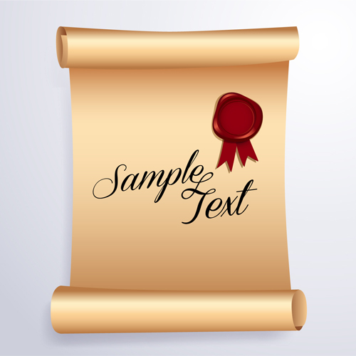 Wax seal with curled paper background vector Wax seal with curled paper background vector