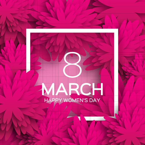 Womens Day 8 March holiday background with paper flower vector 06