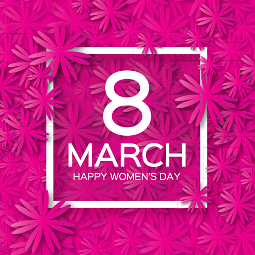 Womens Day 8 March holiday background with paper flower vector 07 Womens Day 8 March holiday background with paper flower vector 07