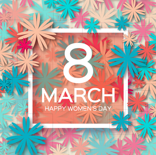 Womens Day 8 March holiday background with paper flower vector 09 Womens Day 8 March holiday background with paper flower vector 09