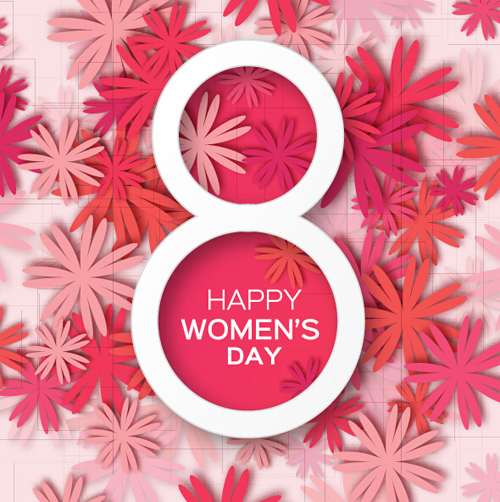 Womens Day 8 March holiday background with paper flower vector 17 Womens Day 8 March holiday background with paper flower vector 17