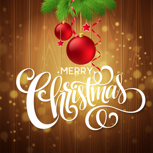 2016 Christmas wooden background vectors 02
