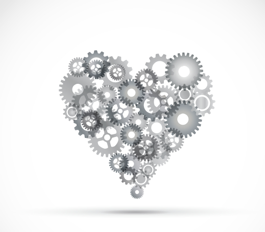 Abstract gear heart vector background material