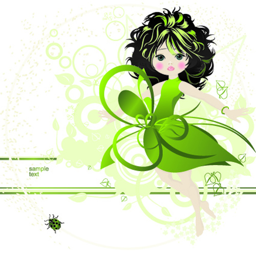 green girl dress beautiful 
