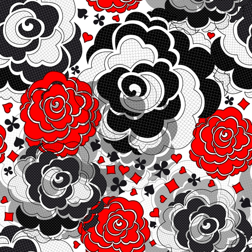 Black with red flower pattern vector material Black with red flower pattern vector material