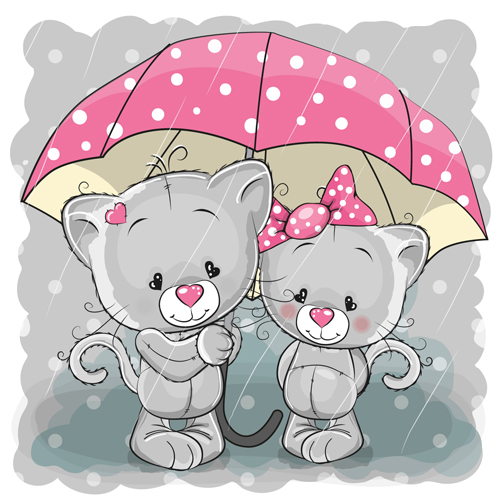 Cartoon character with love vector material 11
