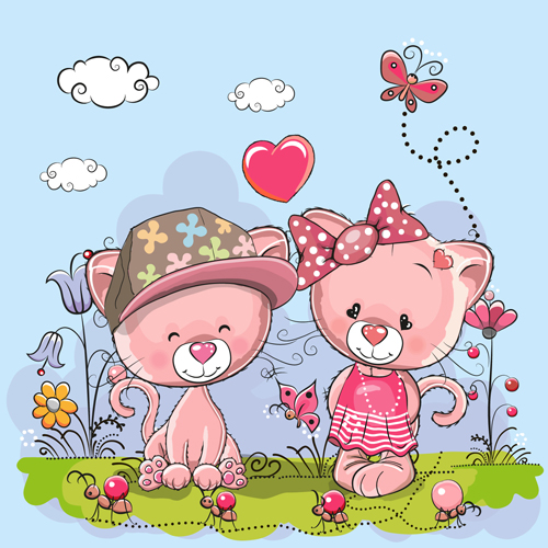 Cartoon character with love vector material 12