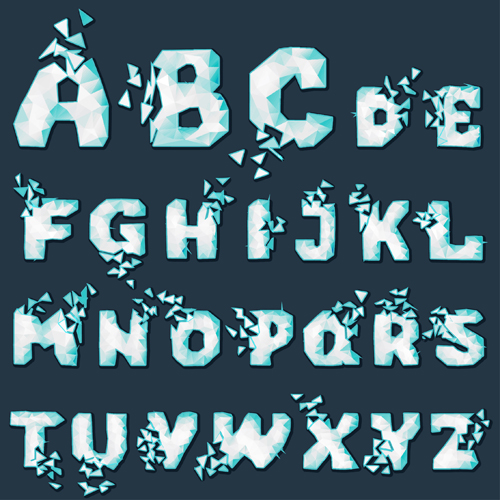 ice cracked alphabets 