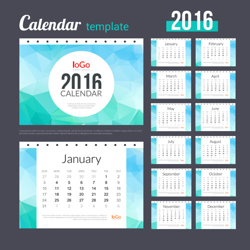 Creative Calendar 2016 template vector 05 Creative Calendar 2016 template vector 05