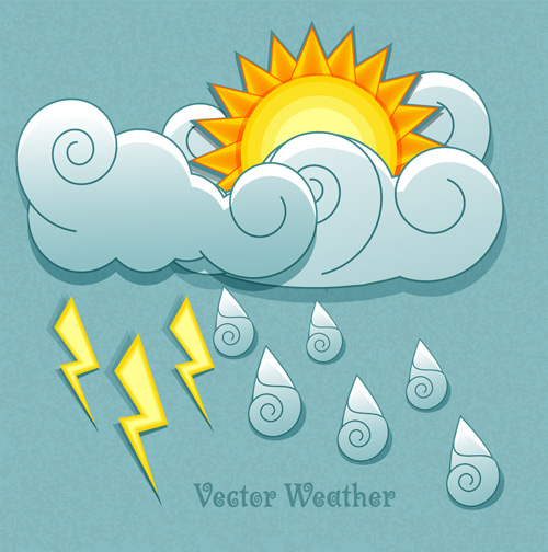 Cute Weather elements vector 02 Cute Weather elements vector 02