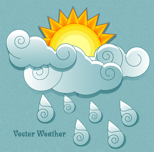 Cute Weather elements vector 03 Cute Weather elements vector 03