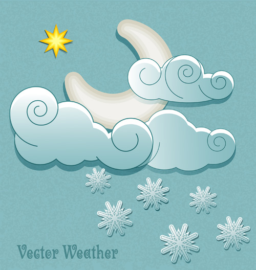 Cute Weather elements vector 04 Cute Weather elements vector 04
