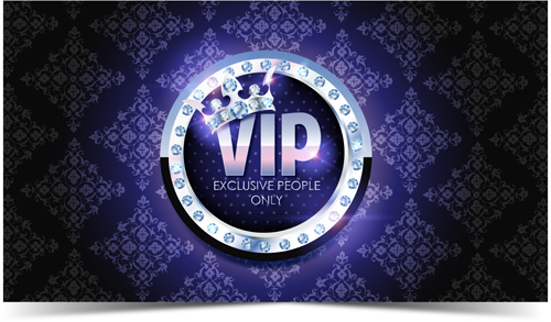 Diamond crown with dark blue VIP invitation card vector 04 Diamond crown with dark blue VIP invitation card vector 04