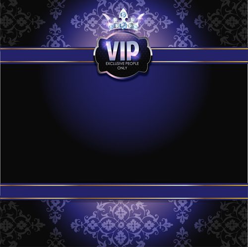 vip invitation diamond dark crown card blue 