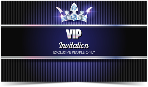 Diamond crown with dark blue VIP invitation card vector 08 Diamond crown with dark blue VIP invitation card vector 08