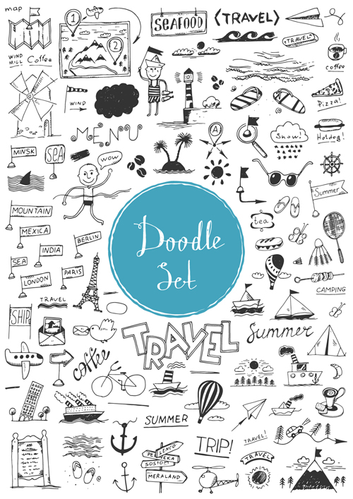 Doodle material vector set 15