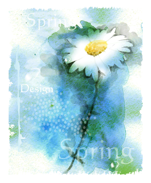 Drawn watercolor flower art background vector set 06 Drawn watercolor flower art background vector set 06