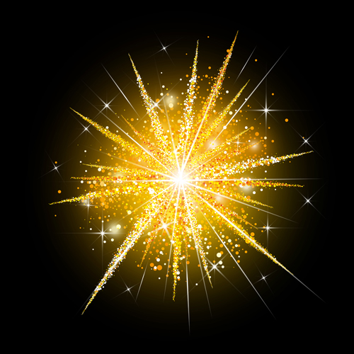Golden fireworks holiday vector
