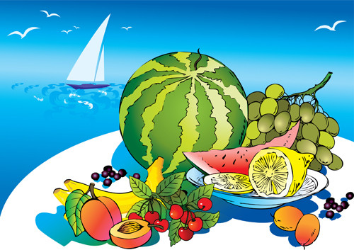 Hand drawn summer fruits vector graphics