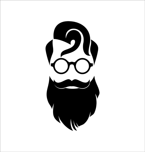 Long beard hipster head portrait vector set 02 Long beard hipster head portrait vector set 02