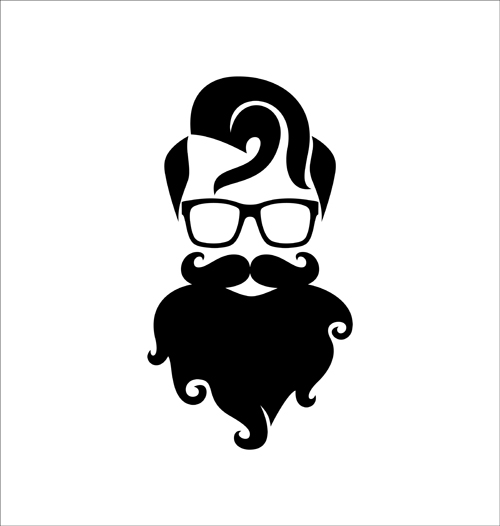 Long beard hipster head portrait vector set 03 Long beard hipster head portrait vector set 03
